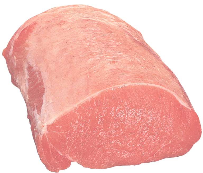 Zu sehen ist eine Schweinelachse. Weitgehend fettlos und knochenlos.