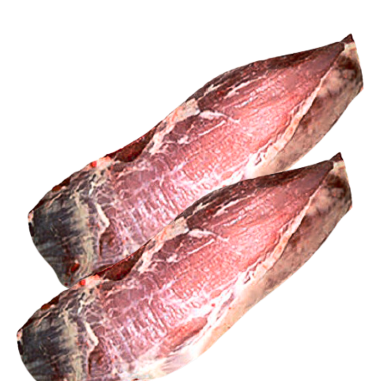 Zu sehen sind zwei Semerrollen: ein länglicher Muskelstrang aus dem hinteren Teil der Unterschale vom Rind.